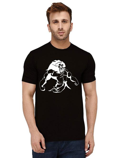 men round neck front print cotton t-shirt - 21011471 - Very Small Image - 1