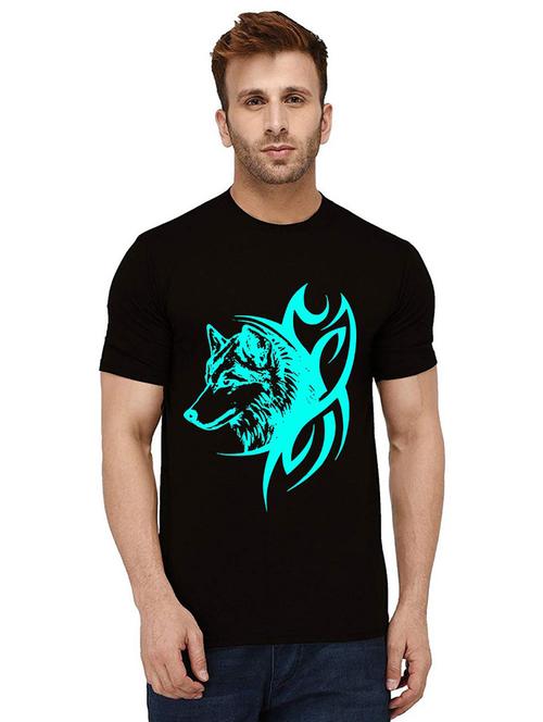 black front printed casual t-shirt - 21011475 - Very Small Image - 1