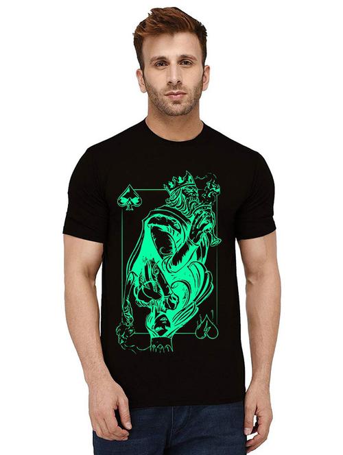 men round neck front print cotton t-shirt - 21011525 - Very Small Image - 1