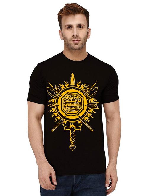 men round neck front print t-shirt - 21011568 - Very Small Image - 1