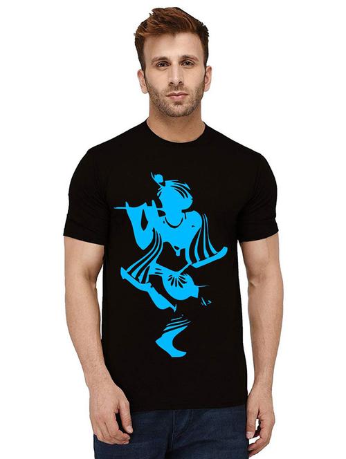 men round neck front print cotton t-shirt - 21011691 - Very Small Image - 1