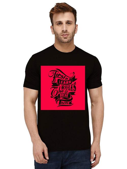 men round neck front print t-shirt - 21011830 - Very Small Image - 1