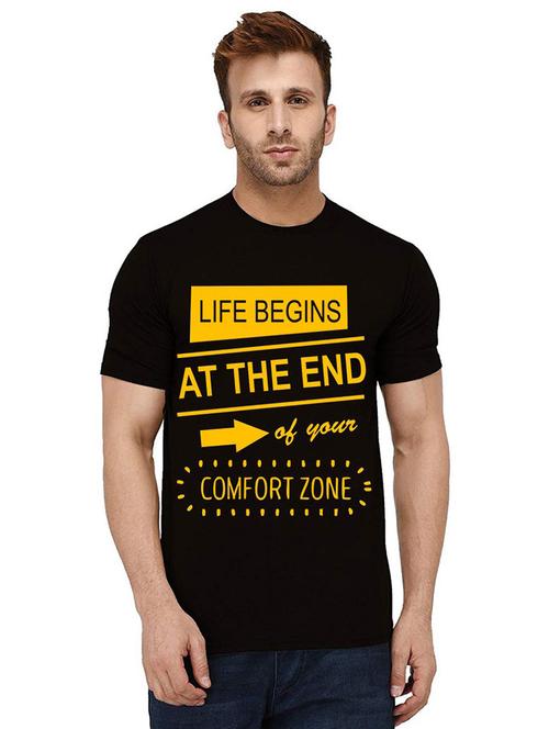 men round neck front printed t-shirt - 21011921 - Very Small Image - 1