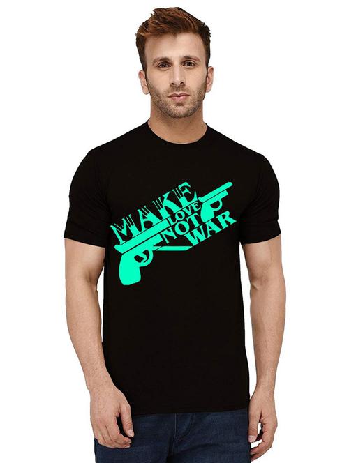 men round neck front print cotton t-shirt - 21011931 - Very Small Image - 1