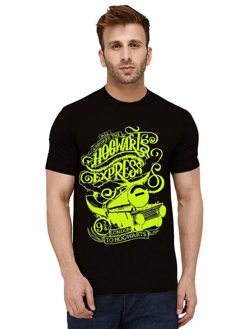 black front printed casual t-shirt - 21012142 - Very Small Image - 1