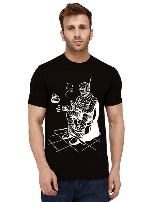 men front print round neck t-shirts - 21012227 - Very Small Image - 1