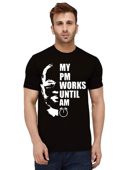 men round neck front print t-shirt - 21012278 - Very Small Image - 1