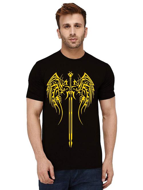 men round neck front print t-shirt - 21012311 - Very Small Image - 1