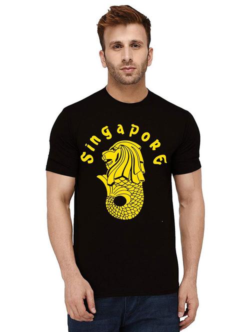 men round neck front print t-shirt - 21012551 - Very Small Image - 1