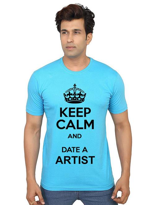 light blue front printed casual t-shirt - 21012650 - Very Small Image - 1