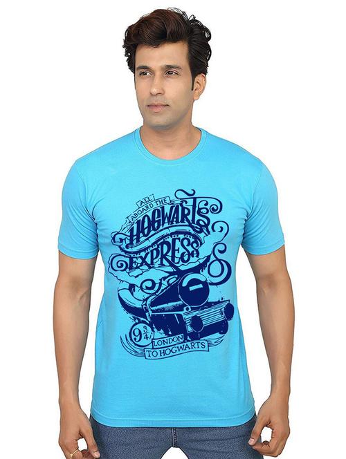 light blue front printed casual t-shirt - 21012673 - Very Small Image - 1