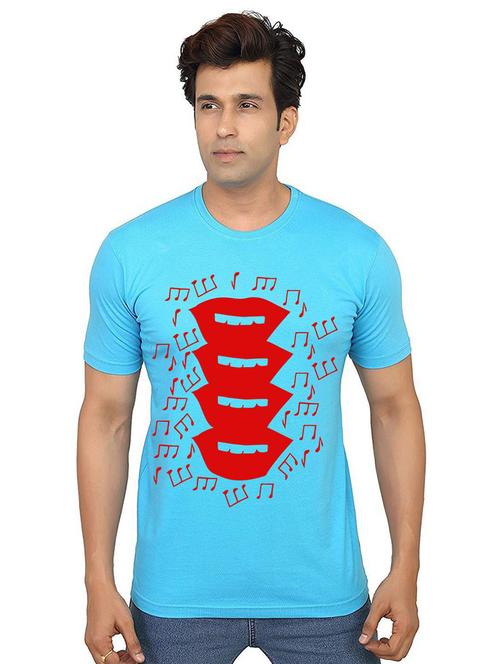 light blue front printed casual t-shirt - 21012956 - Very Small Image - 1