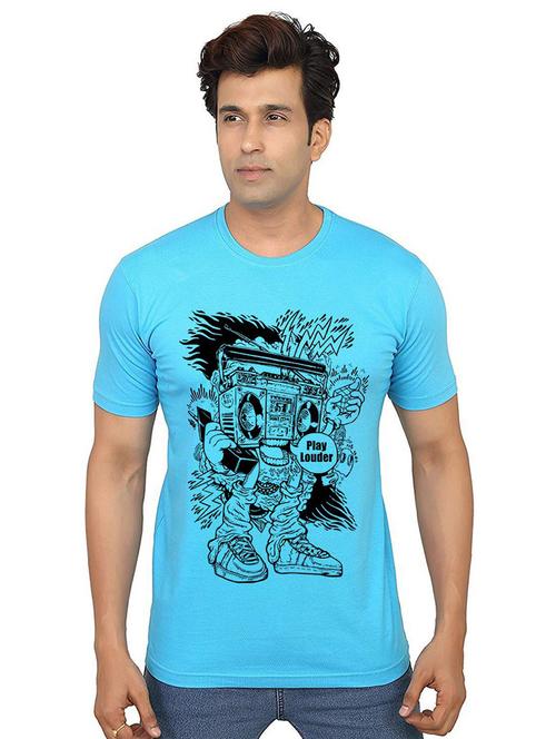 men round neck front print t-shirt - 21013051 - Very Small Image - 1