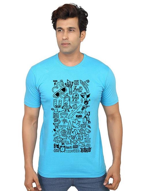 men round neck front print cotton t-shirt - 21013408 - Very Small Image - 1