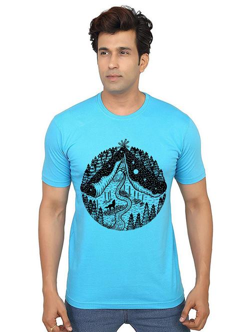 men round neck front print t-shirt - 21013438 - Very Small Image - 1