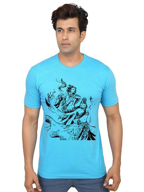 light blue front printed casual t-shirt - 21013725 - Very Small Image - 1