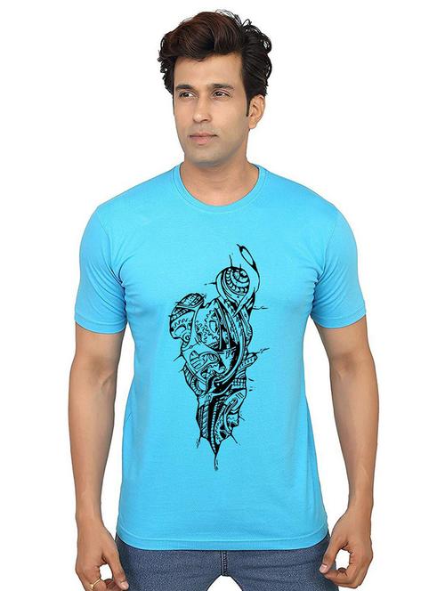 men round neck front printed t-shirt - 21013924 - Very Small Image - 1