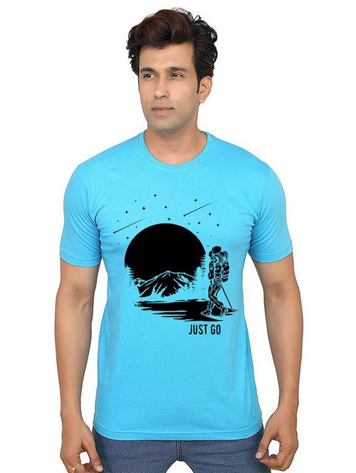 light blue front printed casual t-shirt - 21013984 - Very Small Image - 1