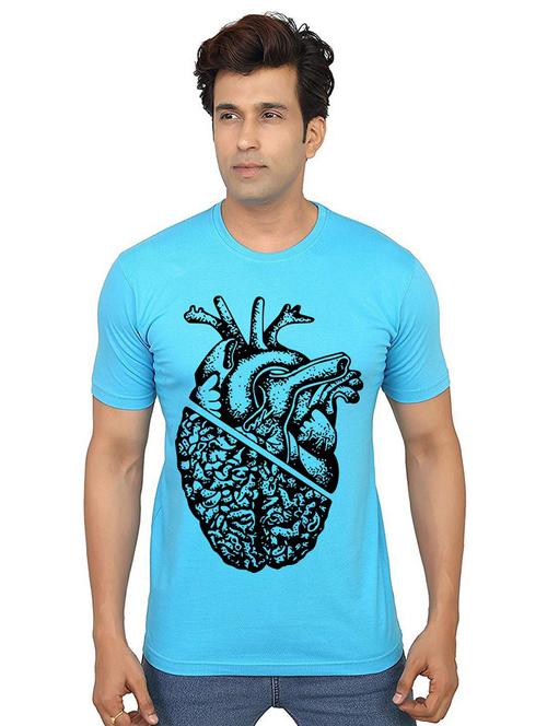 light blue front printed casual t-shirt - 21013996 - Very Small Image - 1