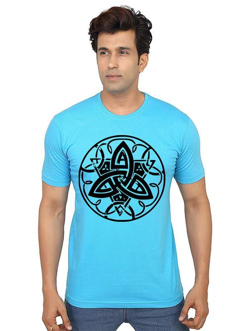 light blue front printed casual t-shirt - 21014116 - Very Small Image - 1