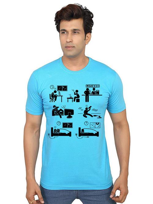 men round neck front print t-shirt - 21014225 - Very Small Image - 1