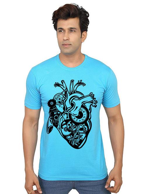 men round neck front print cotton t-shirt - 21014278 - Very Small Image - 1