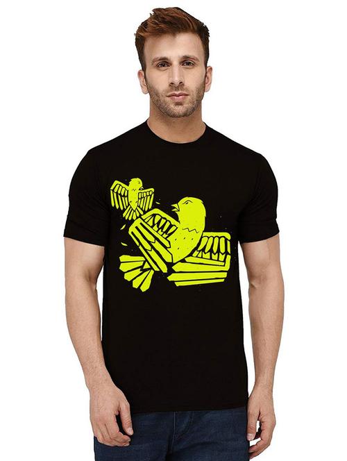 men round neck front print t-shirt - 21015025 - Very Small Image - 1