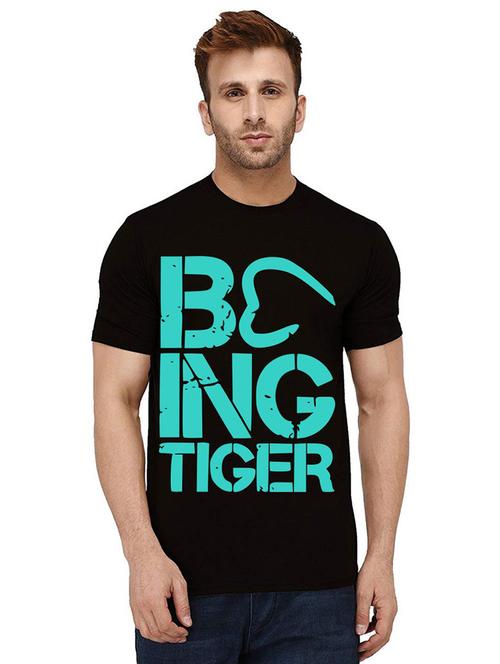 black cotton blend front print tshirt - 21015098 - Very Small Image - 1