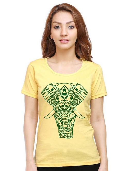 women round neck front printed t-shirt - 21015184 - Very Small Image - 1