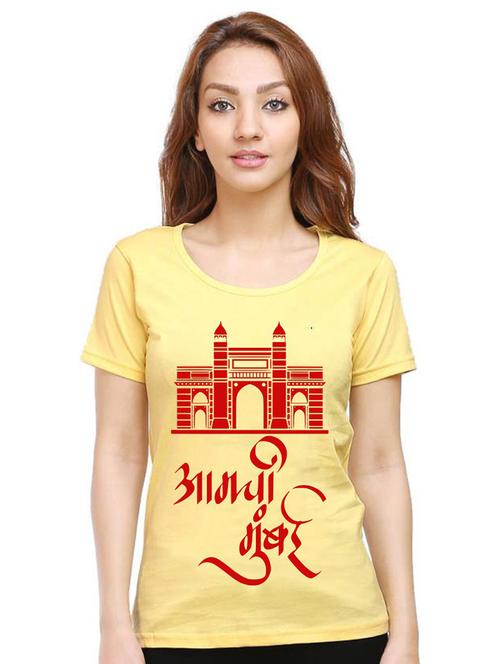 women round neck front print t-shirt - 21015190 - Very Small Image - 1