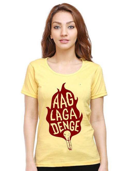 women round neck front print t-shirt - 21015200 - Very Small Image - 1