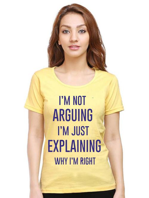 yellow women round neck front print t-shirtblend front print t-shirt - 21015202 - Very Small Image - 1