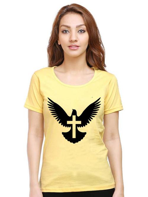 women round neck front print t-shirt - 21015235 - Very Small Image - 1