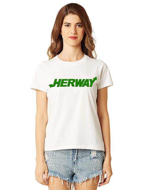 women round neck chest print t-shirt - 21015263 - Very Small Image - 1