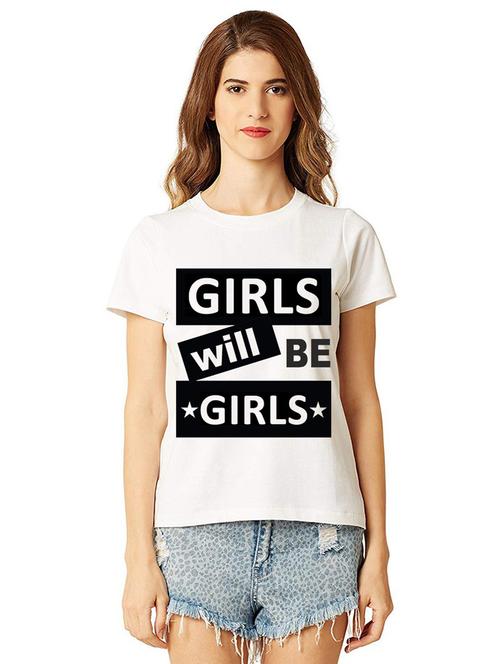 women round neck front print t-shirt - 21015264 - Very Small Image - 1