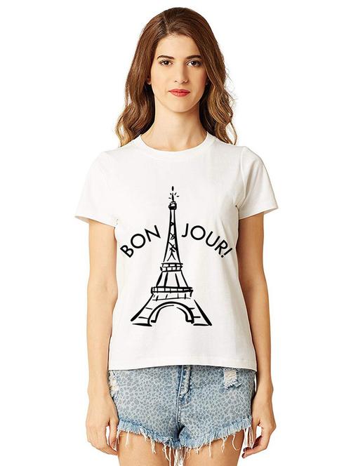 women's round neck front print t-shirt - 21015277 - Very Small Image - 1