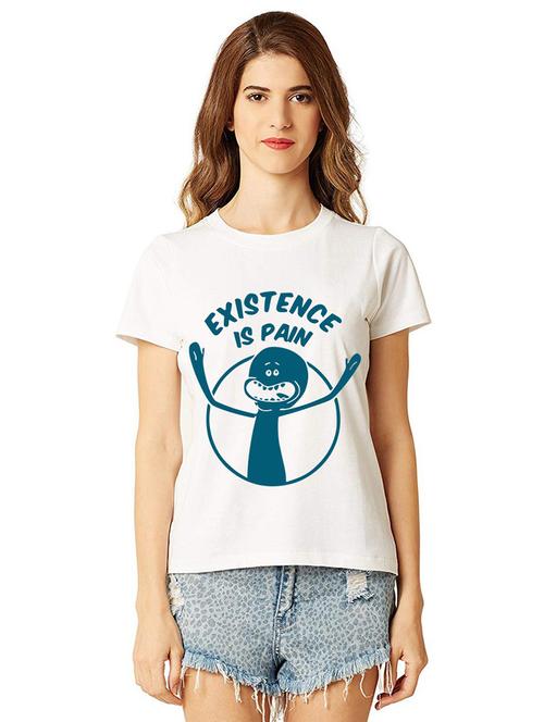 women round neck front print t-shirt - 21015306 - Very Small Image - 1