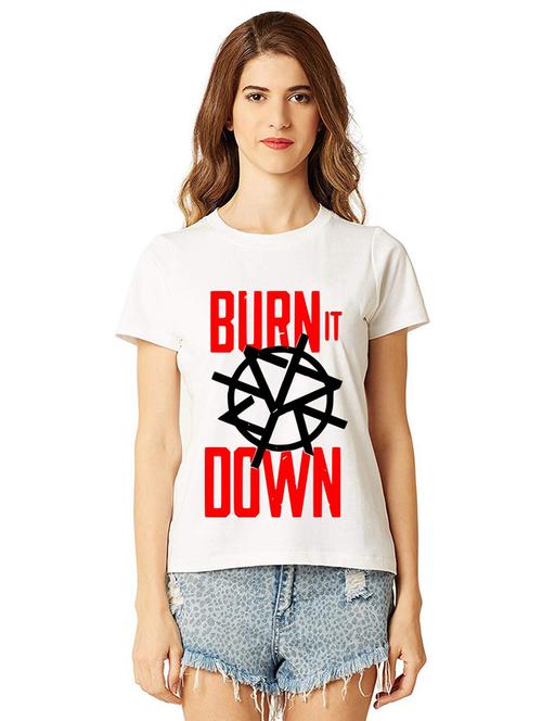 women round neck front printed t-shirt - 21015313 - Very Small Image - 1