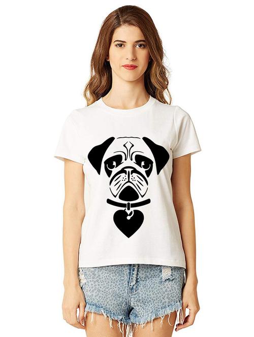 women round neck front print t-shirt - 21015314 - Very Small Image - 1