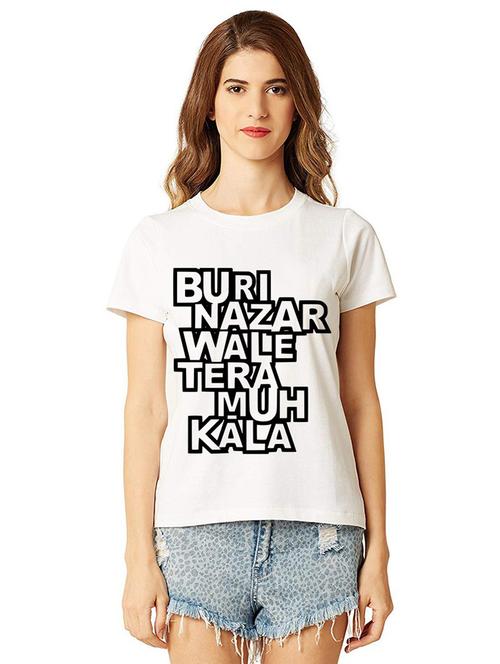 women round neck front print t-shirt - 21015317 - Very Small Image - 1