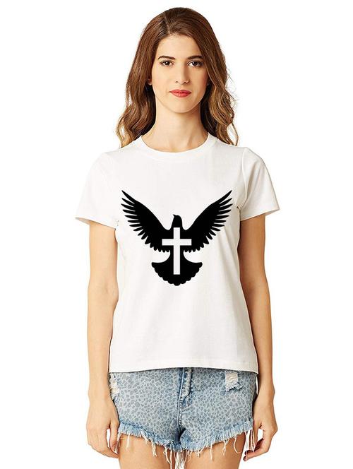 women round neck front print t-shirt - 21015320 - Very Small Image - 1