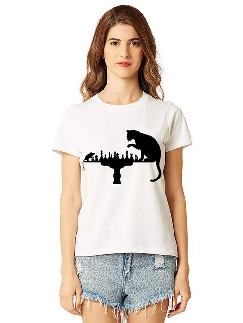 women round neck front print t-shirt - 21015326 - Very Small Image - 1