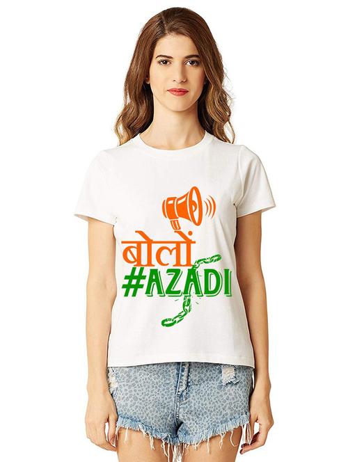 women round neck front print t-shirt - 21015337 - Very Small Image - 1