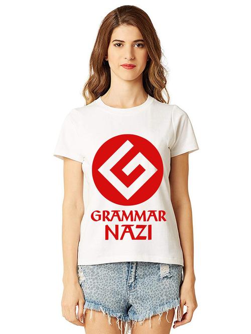 women round neck front print t-shirt - 21015342 - Very Small Image - 1