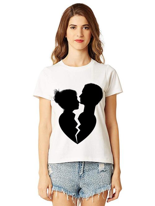 women round neck front print t-shirt - 21015347 - Very Small Image - 1