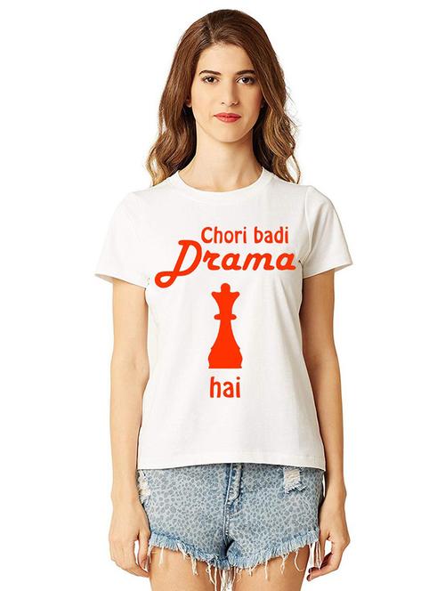 women round neck front printed t-shirt - 21015351 - Very Small Image - 1