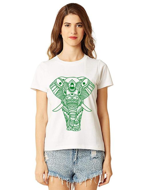 women round neck front printed t-shirt - 21015357 - Very Small Image - 1