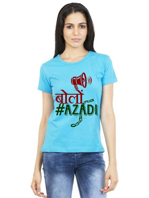 women round neck front print t-shirt - 21015371 - Very Small Image - 1