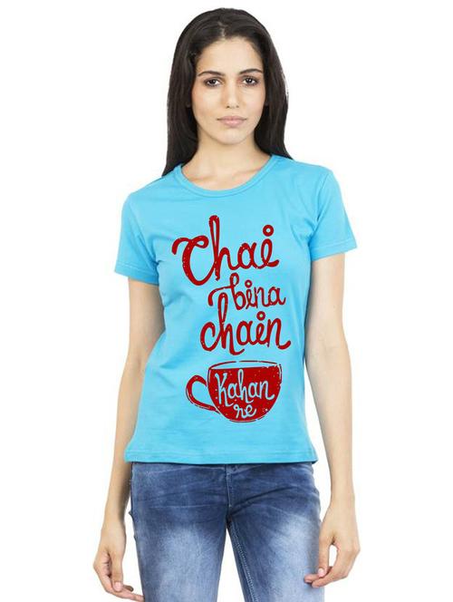 women round neck front printed t-shirt - 21015405 - Very Small Image - 1