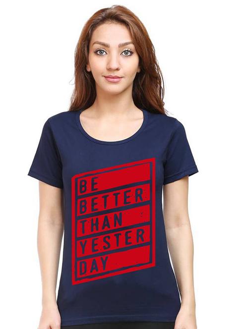 women round neck front print t-shirt - 21015547 - Very Small Image - 1